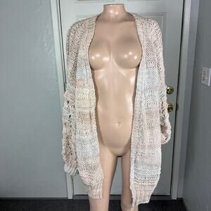 Free People Women's sweater M Cardigan Open Knit Cotton Chunky J3-13